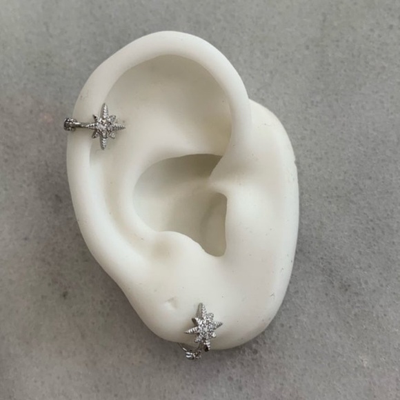 Modest Lu Jewelry - Sterling Silver Crystal Star Small Huggie Hoop Earrings 

Brand New